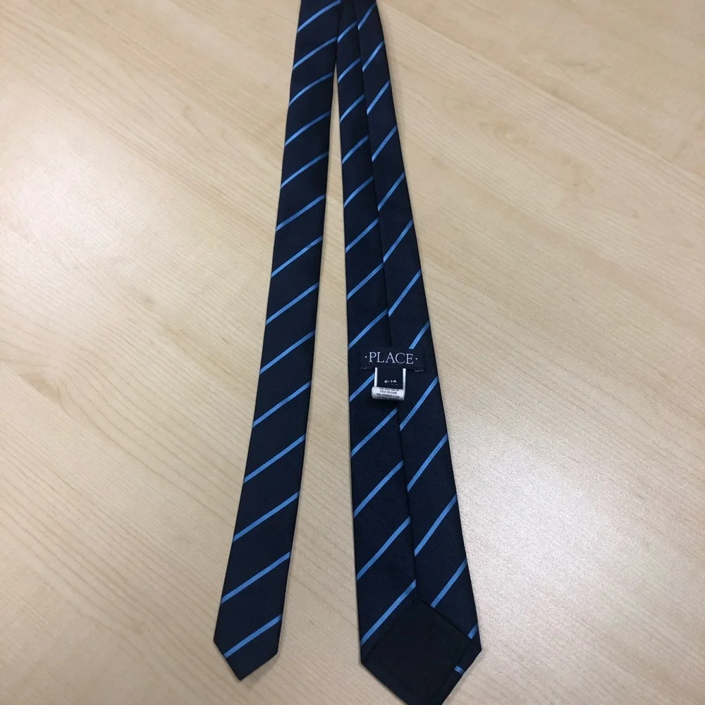 Navy Blue Striped Kids Tie